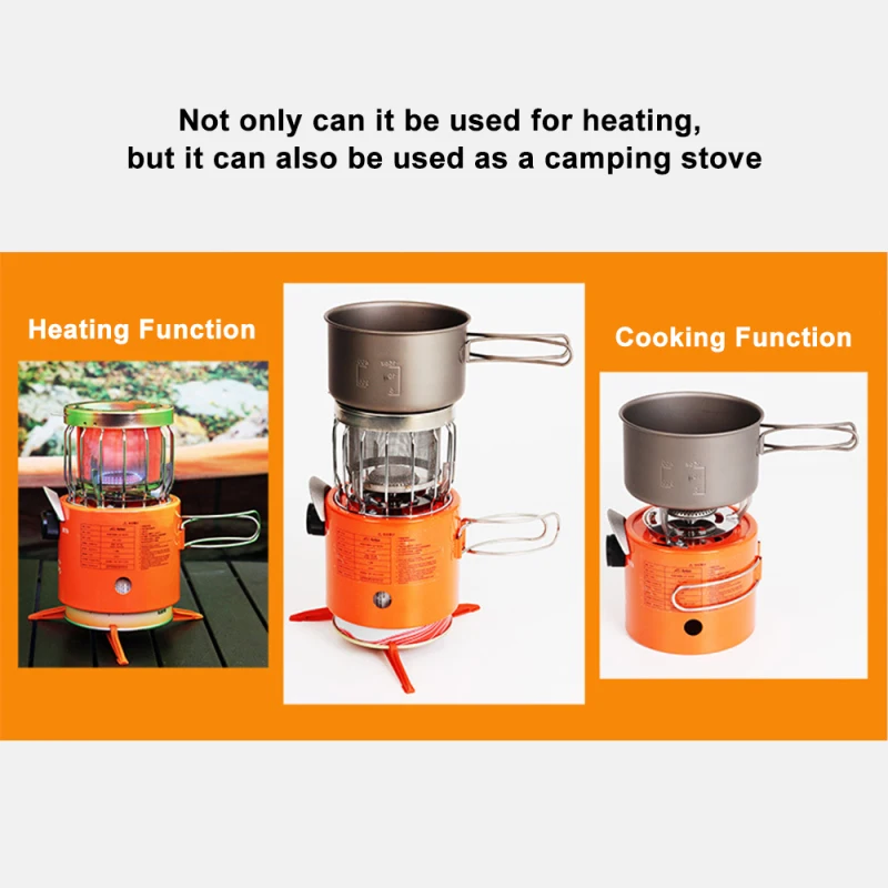 Portable 2000W Gas Heater with 1M Gas Pipe Outdoor Camping Stove Heating Cooker for Ice Fishing Camping Hiking Tent Gas Heater