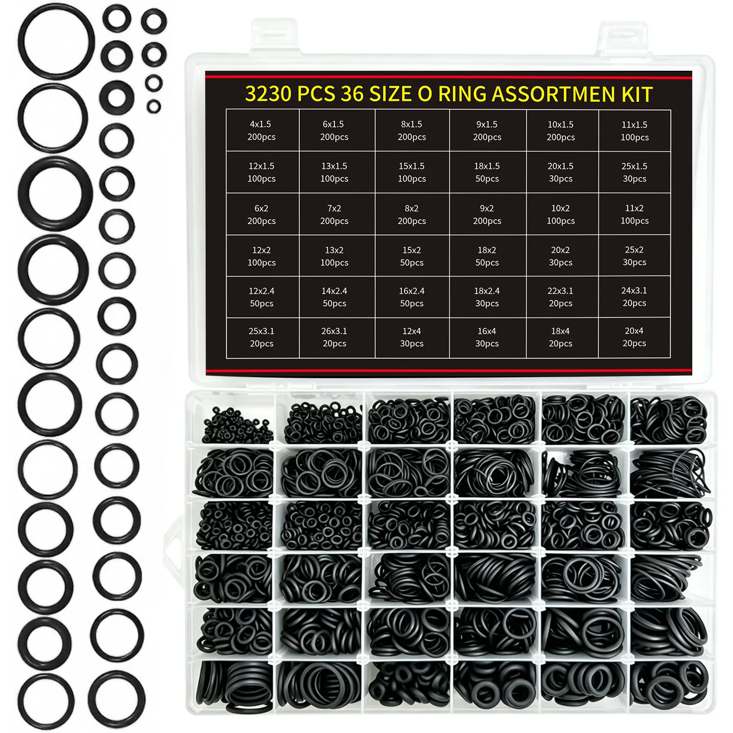For Car Maintenance O Ring Assortment Reliable Sealing For Automotive Heat Resistant Rubber Abrasion Resistant