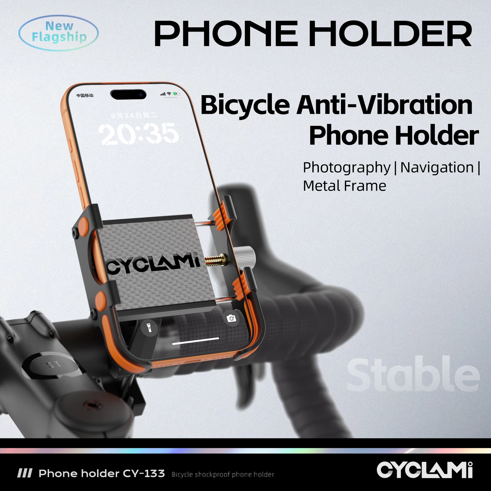 CYCLAMI Handyhalterung Motorrad Elektrofahrrad Smartphone Aluminiumlegierung Halterung Mechanische Fahrrad-Handyhalterung