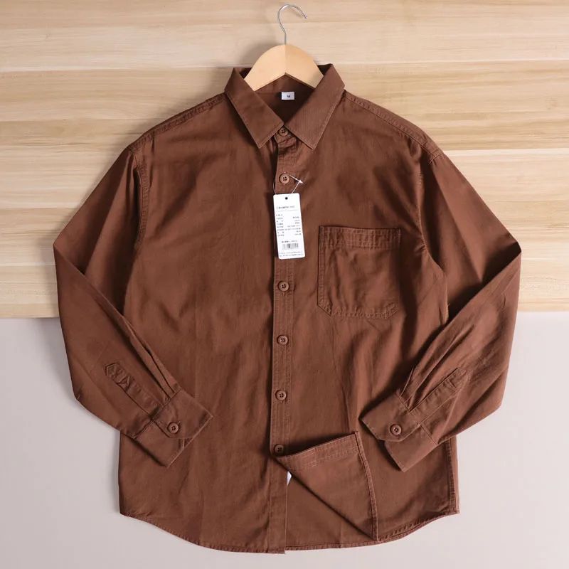 Twill di puro cotone pesante irt Sli Casual da uomo lungo Sve Colore retrò Nuovo autunno Faion Loose Fit Home Dail...