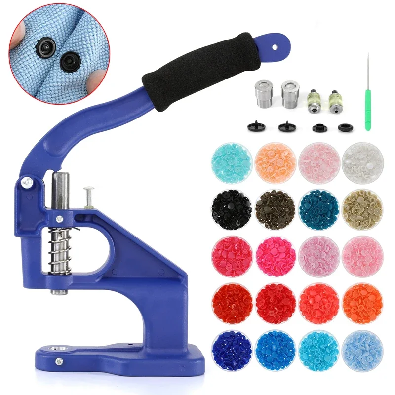 

Clothing Snap Buttons Fastener Punch Installation Tool DIY Manual Snap Grommet Eyelet Press Machine with 1000 Snap Buttons