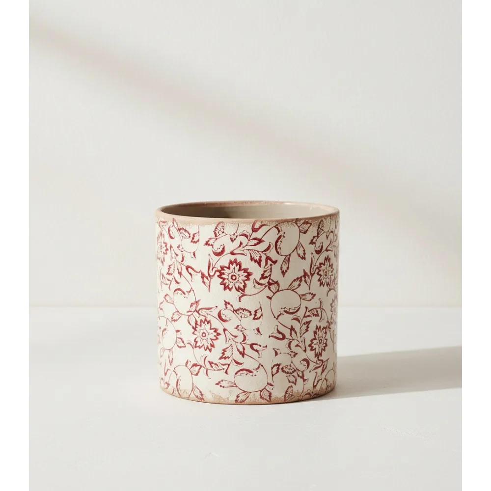 

7.48in Vintage Crackle Glazed Planter, Rustic Ceramic Plant Pot for Indoor Outdoor Garden Decor