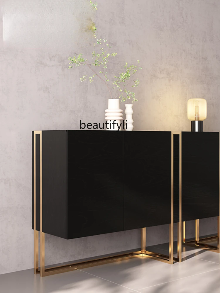 CXH New Chinese Style Light Luxury Lobby Curio Cabinet Living Room Partition Locker Solid Wood Sideboard