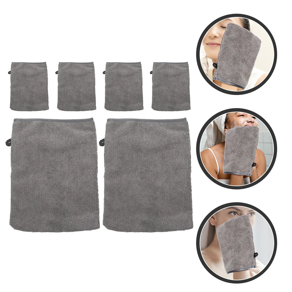 

6 Pcs Fiber Makeup Remover Gloves Portable Removers Cloths Towels Facial Cleaning Household Face Accessory