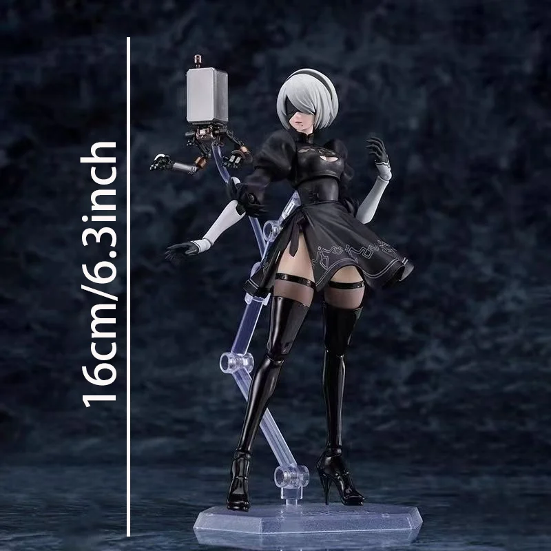 16CM Anime Style White Hair Maid Figure PVC Black Dress Beauty Statue with Accessories Collectible view 3