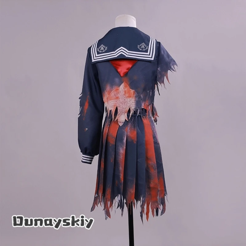 Hinako Shimizu تأثيري معركة الضرر الزي المدرسي الصامت هالوين الرعب فستان بقع الدم هيلف زي شخصية {BankaiMode}