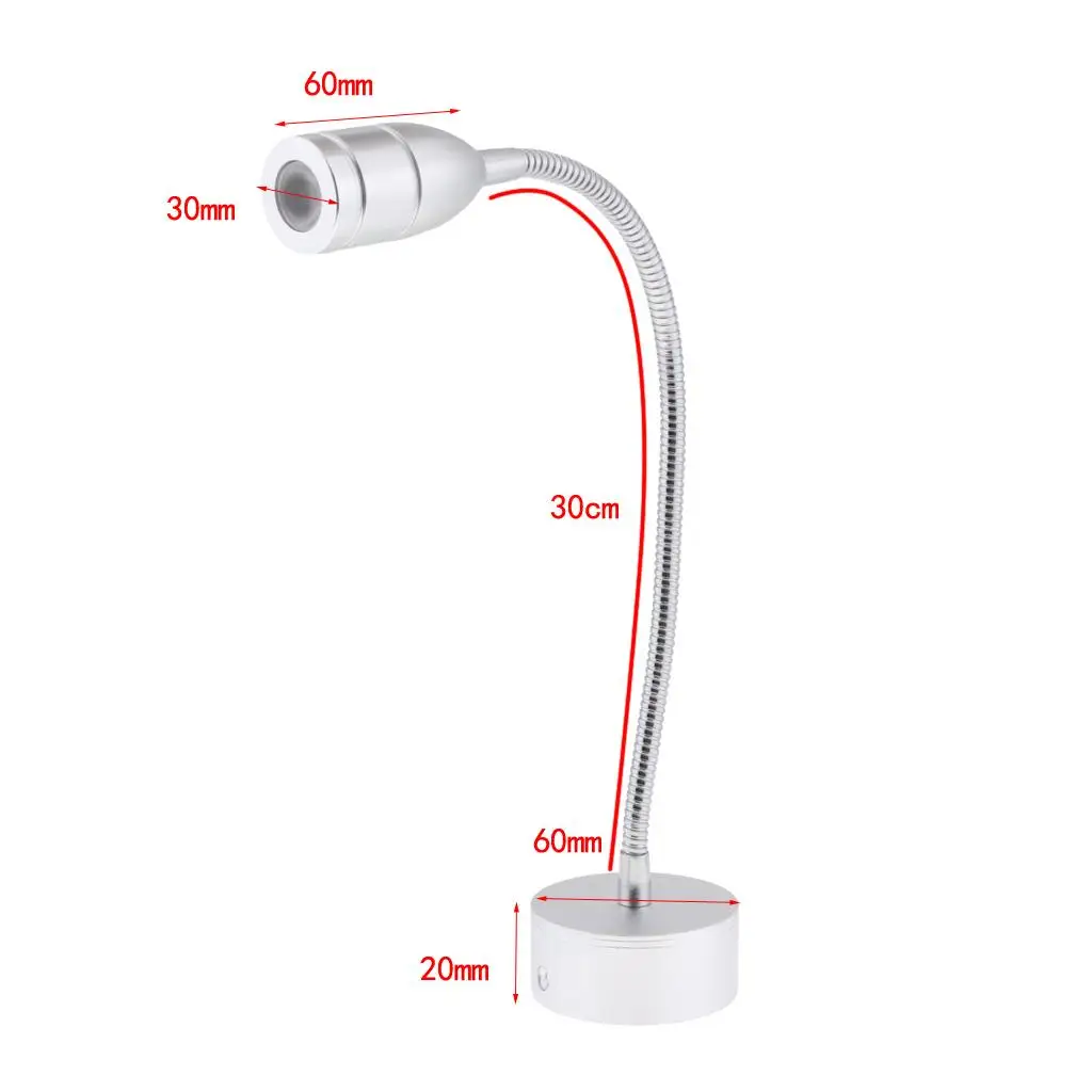 Marine Boat 12 Light, 12 inch Gooseneck Arm, Wall Mount Flexible Reading Chart Light for Rv, (2W, )