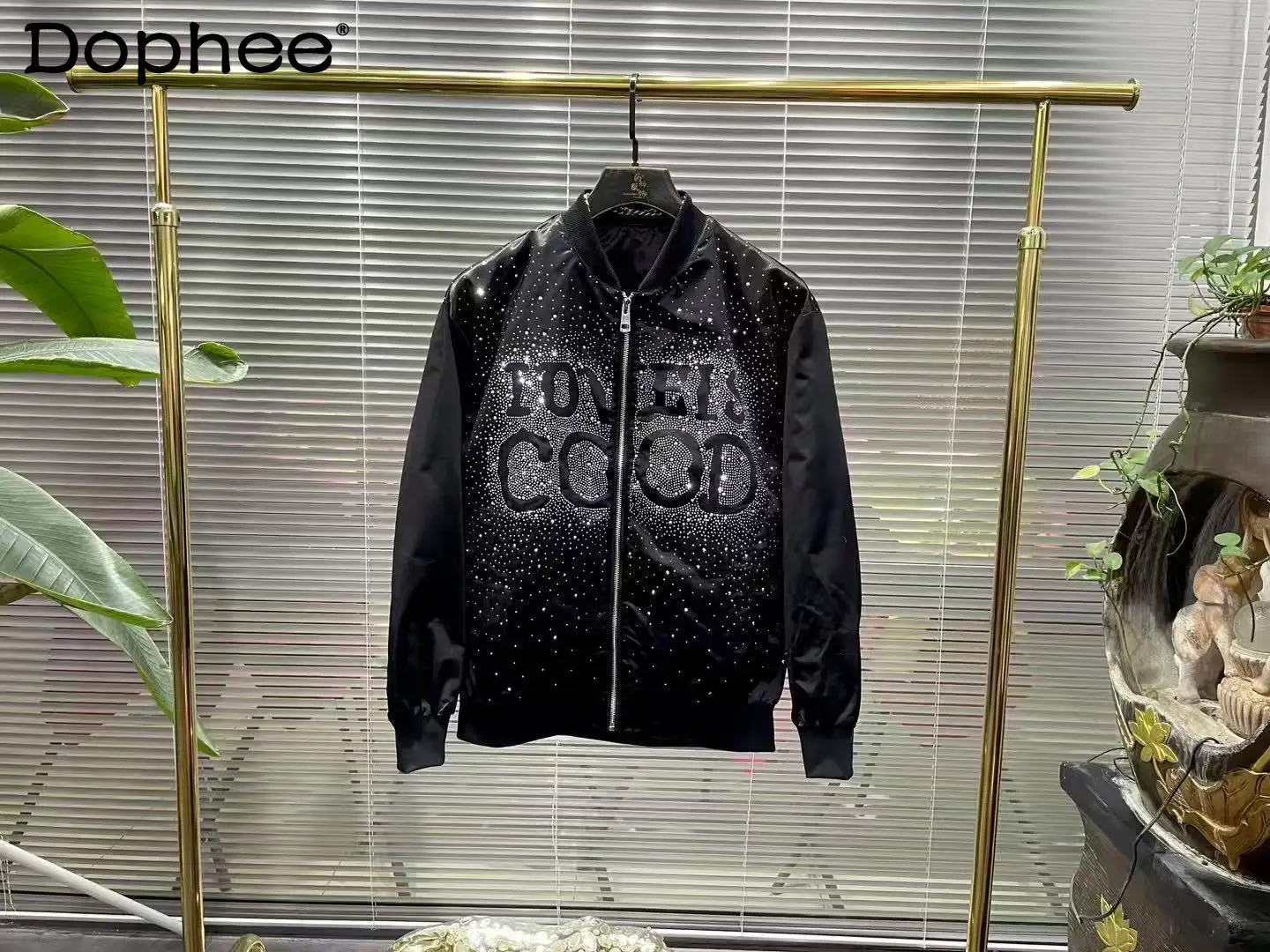 

Fashion Trend Starry Heavy Rhinestone Men's Casual Jacket American High Street Loose Stylish Jacket