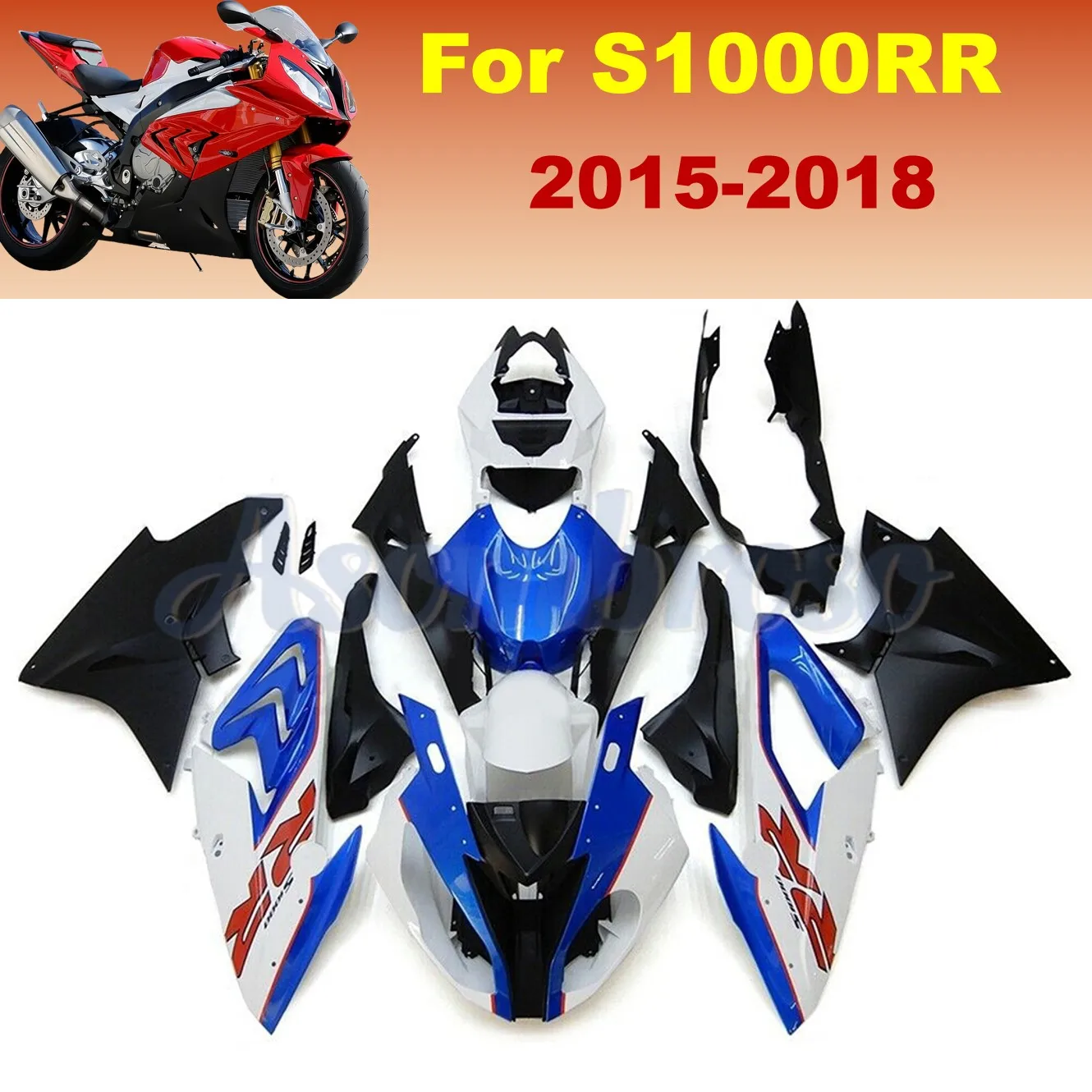 

Полный комплект обтекателя для S1000RR 2015 2016 2017 2018 S1000 15 16 17 18 Полный комплект мотоцикла Кузов Синий Белый