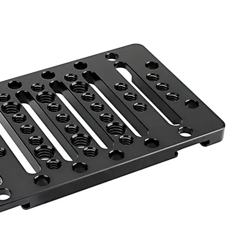 Plato de queso con orificios de rosca de 1/4 pulgadas y 3/8 pulgadas y 4 soportes de zapata fría integrados para liberación rápida para plataforma de jaula de cámara DSLR
