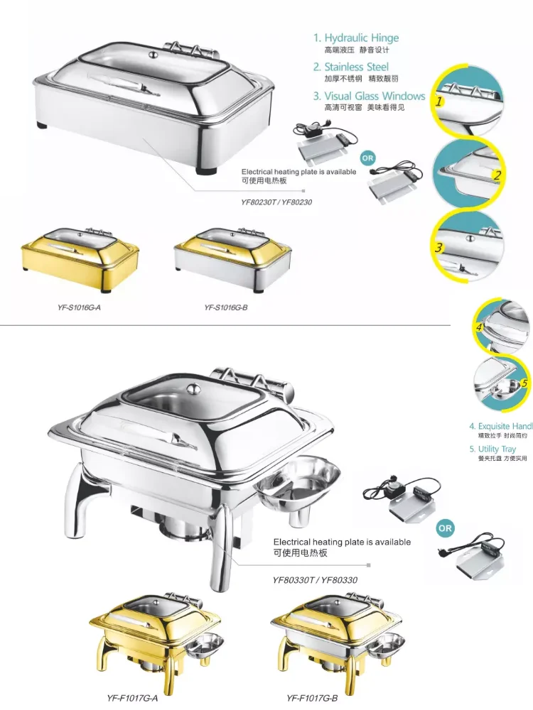 Stainless steel cathering Electric shaffing chaffing chafing dish electric heater buffet food warmers server warming tray stove