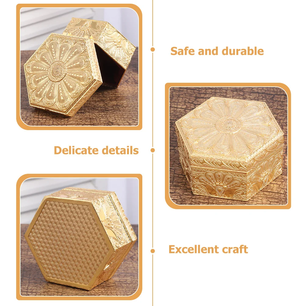 

Jewelry Box For Women Portable Zinc Alloy Travel Jewelry Case Desktop Storage Organizer Earrings Ring Holder Trinket Container