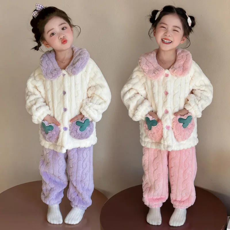 طقم بيجامة بناتي من بيري بوكيت، ملابس نوم شتوية من الفلانيل للأطفال الصغار والأطفال مكونة من قطعتين