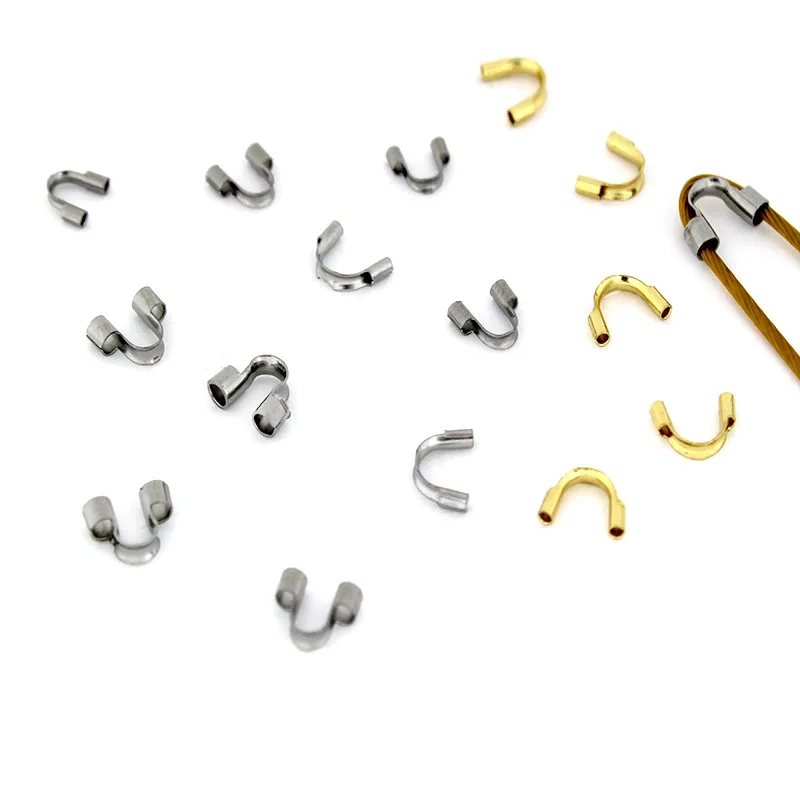 50pcs Stainless Steel U Shape Wire Thread Guardian protectors Connectors for Jewelry DIY Ends Fastener Clasps Making Accessories