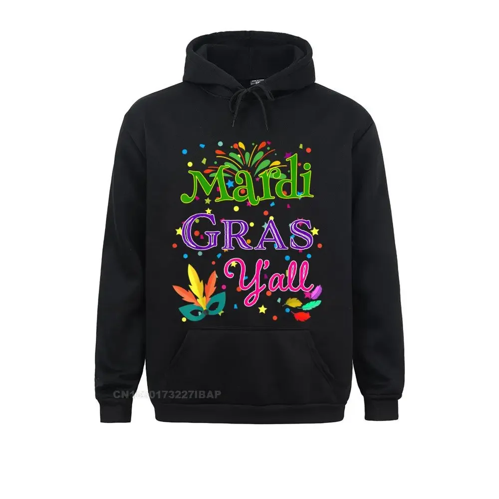 Mardi Gras Yall Shirt Men Womens Mask Celebration Gift Funny Customized Hoodies Fall Sweatshirts for Men Simple Style Clothes