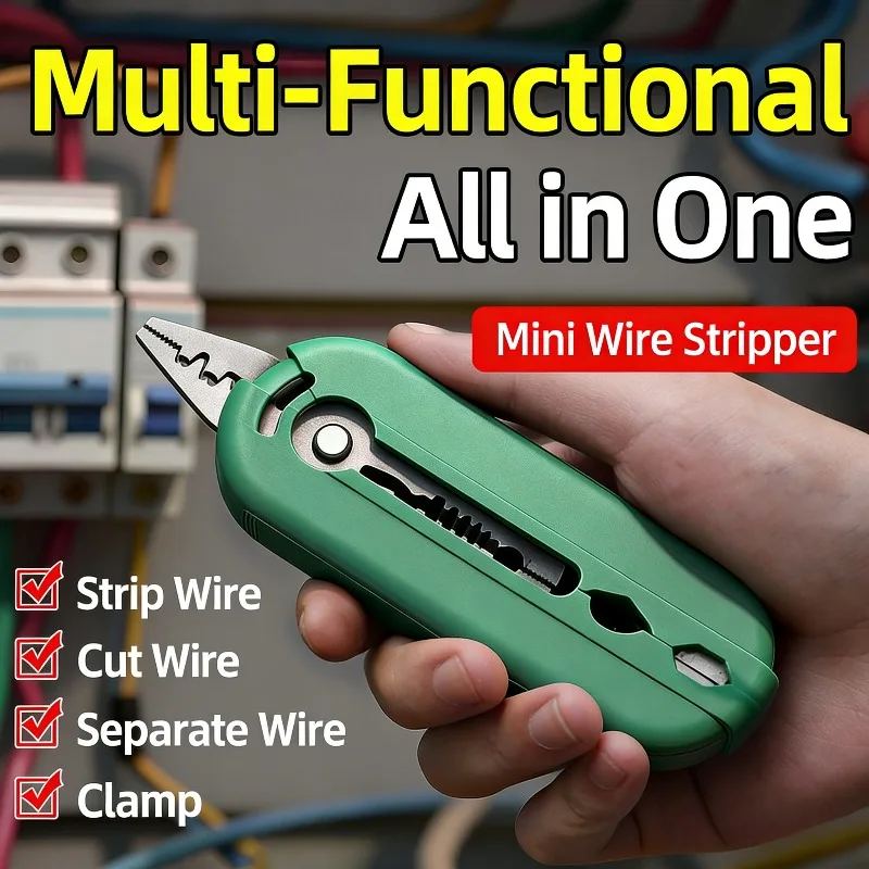 

Multi-Functional Mini Manual Wire Stripper 4-in-1 Electrician Tool for Wire Stripping Cutting Splitting Holding Repair Hand Tool