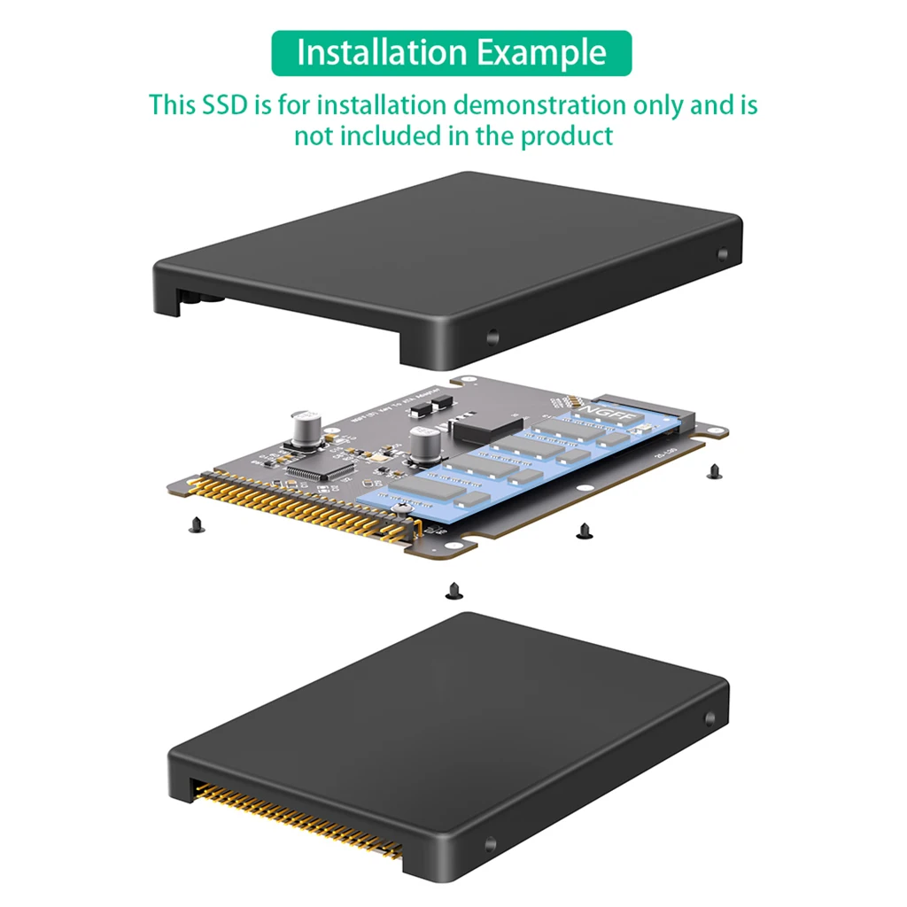 M.2 SATA SSD auf 2,5 Zoll 44-Pin IDE-Adapter für ältere Laptop-PCs, zum Austausch alter IDE-Festplatten, passend für 2230 2242 2260 2280 B-Key SSDs – Detail 7