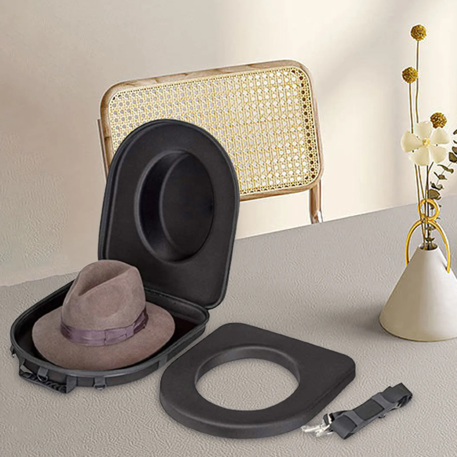 Étui de voyage pour casquette de baseball avec poignée de transport et bandoulière réglable – Organise 6 casquettes, Noir/blanc, Sacs d'équipement