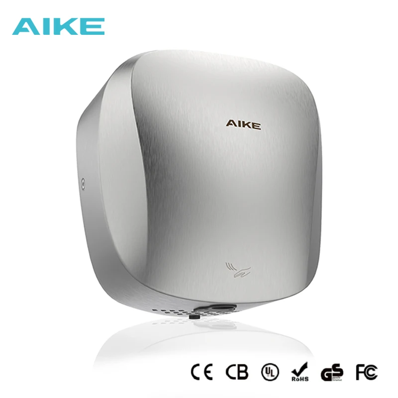 AIKE Air Tank Heavy Duty Automatic Hand Dryer HEPA Filter UL Approved 1450W Brushed Stainless Steel Finish Hand Drying Machine