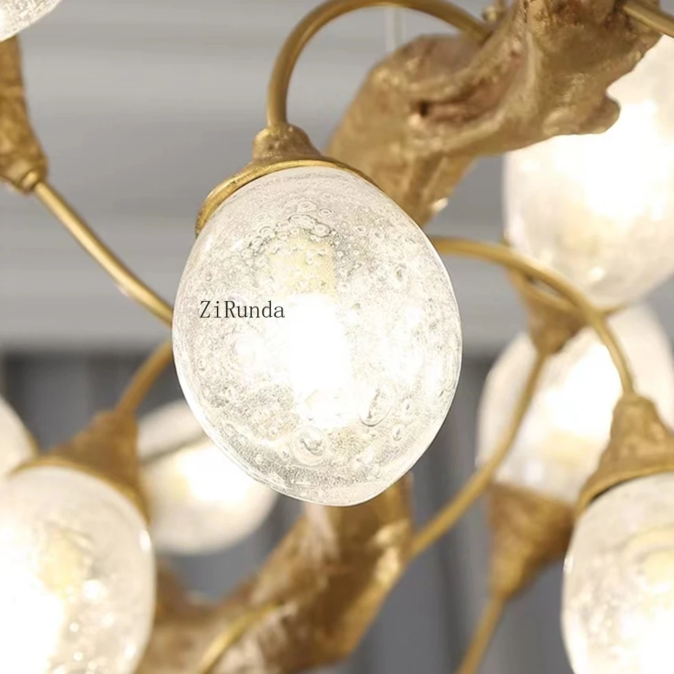 

Decorative Glass Ball Chandelier Light Emitting Diode Large Branches Modern Luxury Gold Chandelier High Ceiling