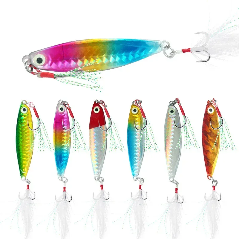 Vib Señuelo con plumas y placa de hierro para pesca en el mar - imagen 3