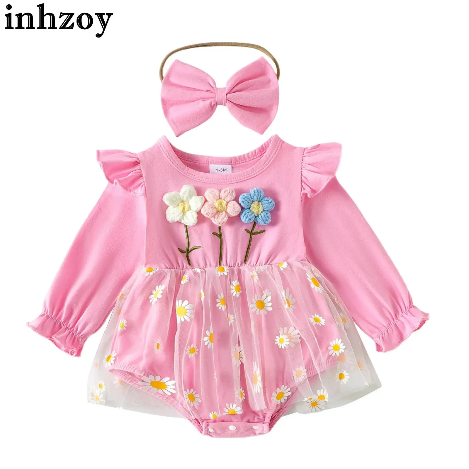 

Baby Girls Sweet Cute Flower Mesh Tutu Romper Princess Dress with Headband Birthday Party Cake Smash Wedding Photography Set