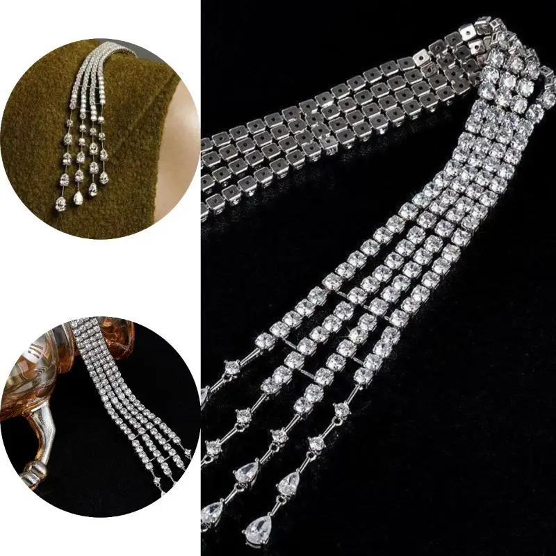 Hot!   Light Luxury Exquisite Crystal Meteor Long Tassel Brooch Pin For Women Fashion Shoulder Chain Jewelry Party Gifts