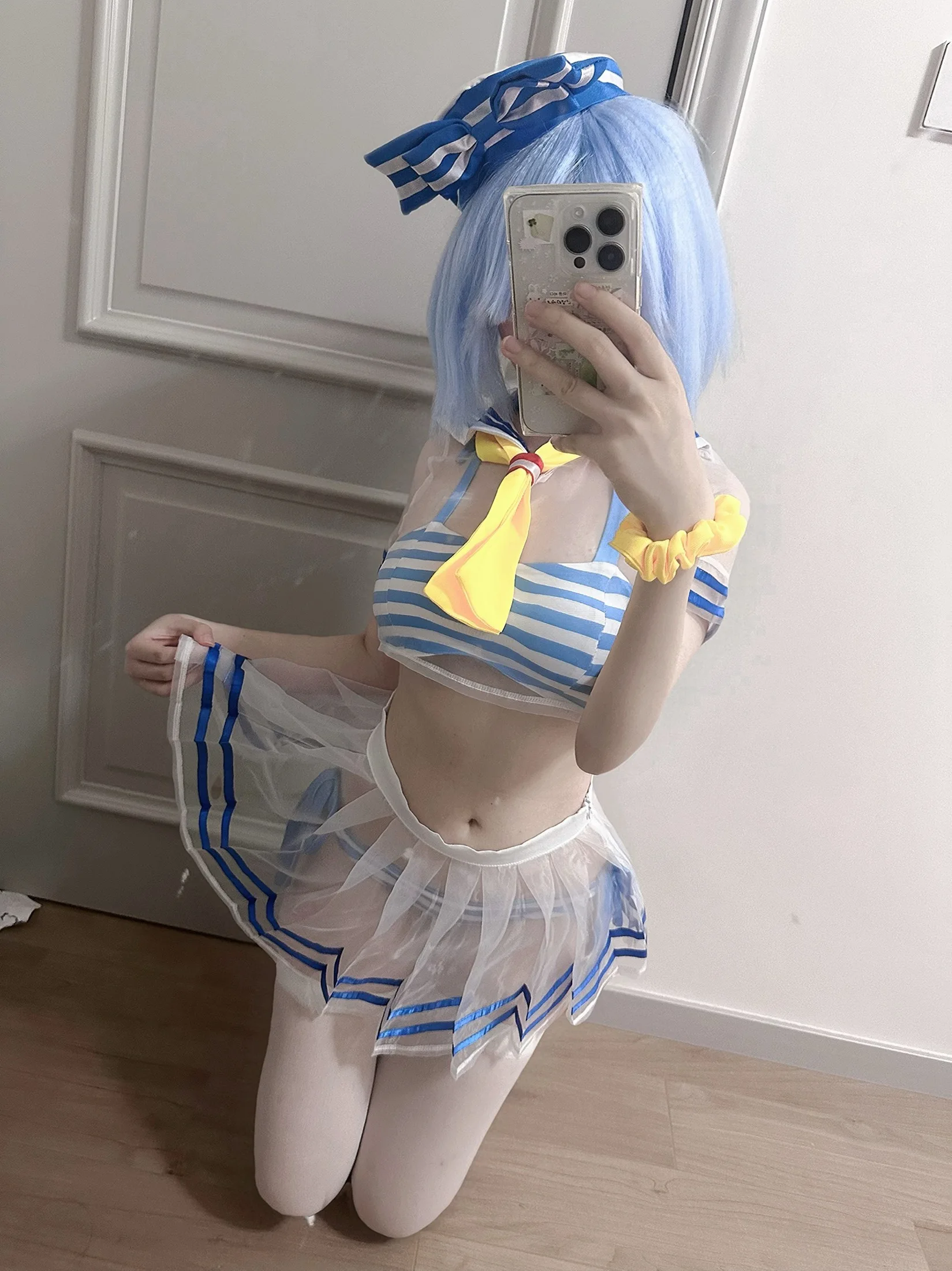 Re:Zero Rem Cosplay Costume - Cute Sailor Swimsuit & Swimwear Set for Anime Roleplay & Summer Party - view 2