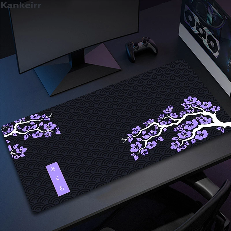 Grande Roxo Sakura Mouse Pad, Escritório Mousepad, PC Gamer Mousepad, Tapete de Mesa Kawaii, Tapetes De Teclado De Borracha, Presentes, 900x400