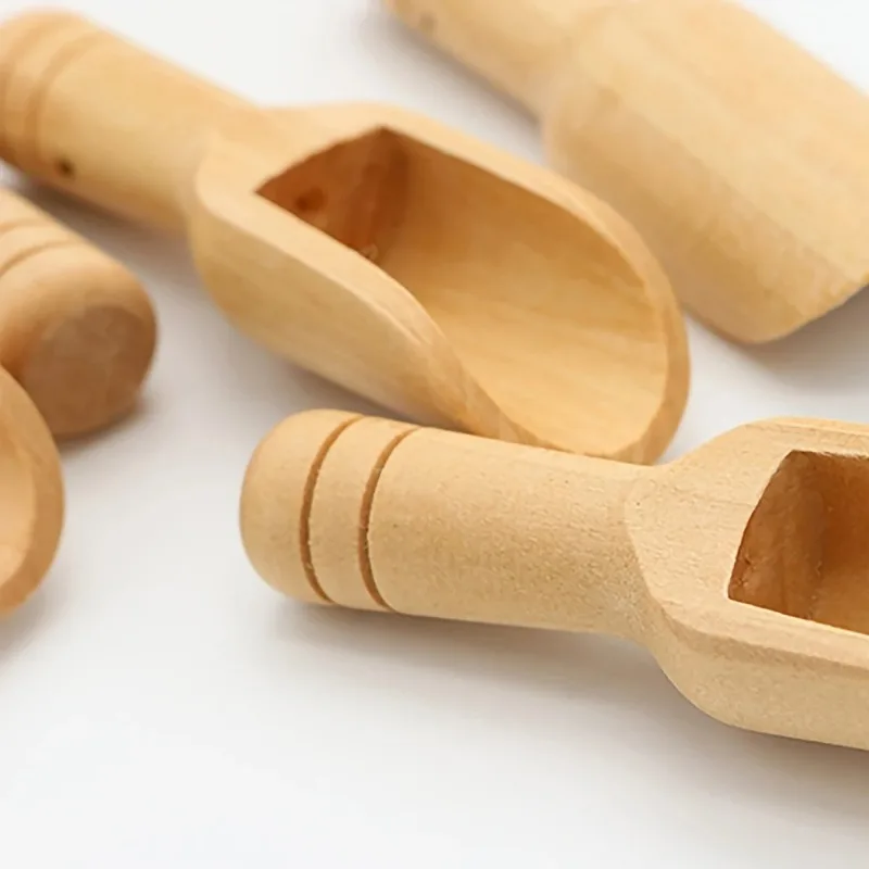 Mini Wood Tea Coffee Spoon for Ground Sugar Seasoning-Multipurpose Small Spoons Wooden Scoop for Jars Canisters