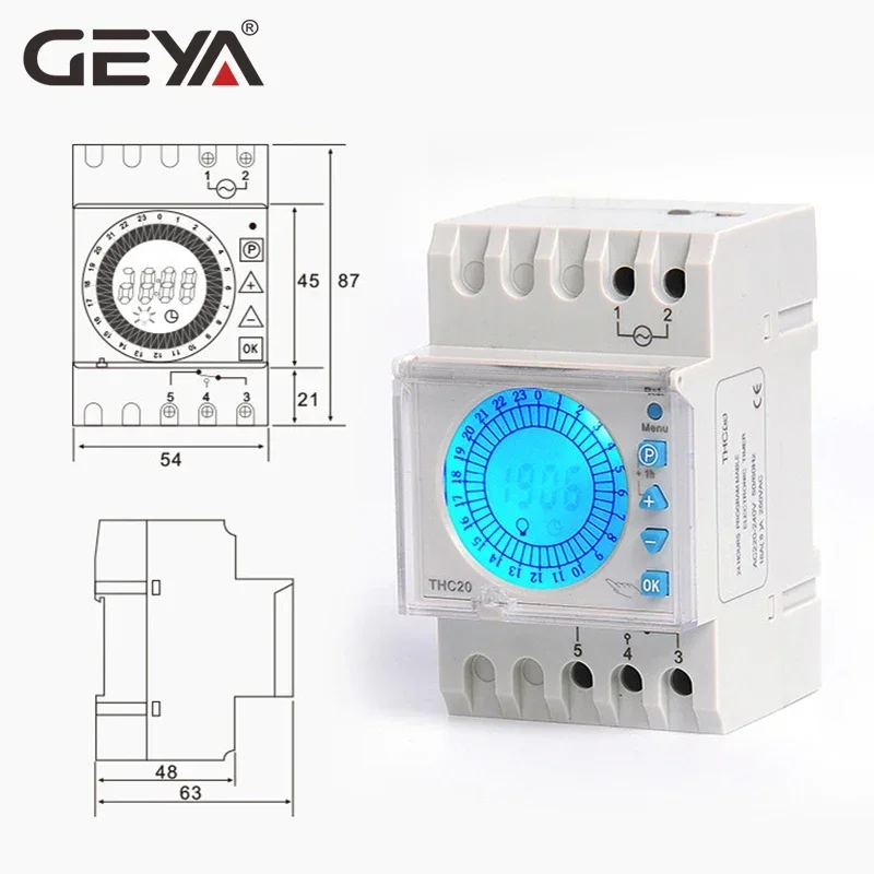 Imagem -06 - Geya-programável Interruptor de Controle de Tempo Led Backlight Timer Sceen Daylight Economizador Eletrônico Temporizador 24 Horas ac 220v 16a 20a
