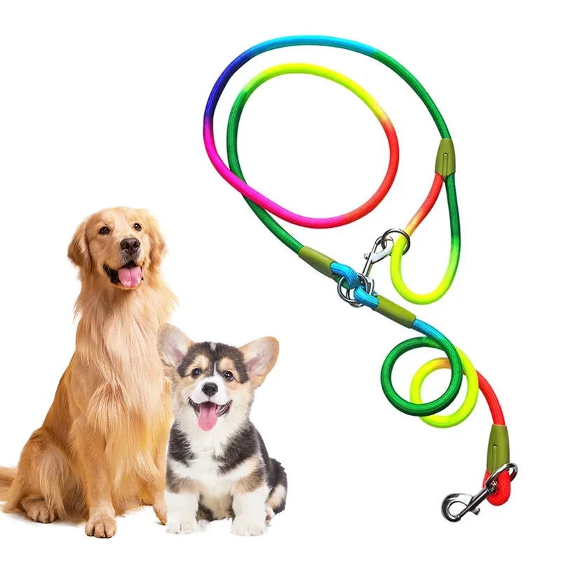 Pet Reflective Leash Nylon Round Leash Explosionproof Punch Leash for Pet Walking Running Jogging Adjustable Dog Accessories