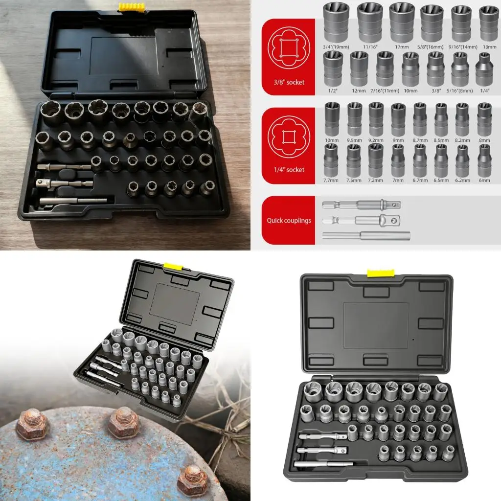 

Pack of 32 Professional Bolt Extractors Set Heat Treated Alloy Steel Rusts Resistant Tool high quality,New Year Gift