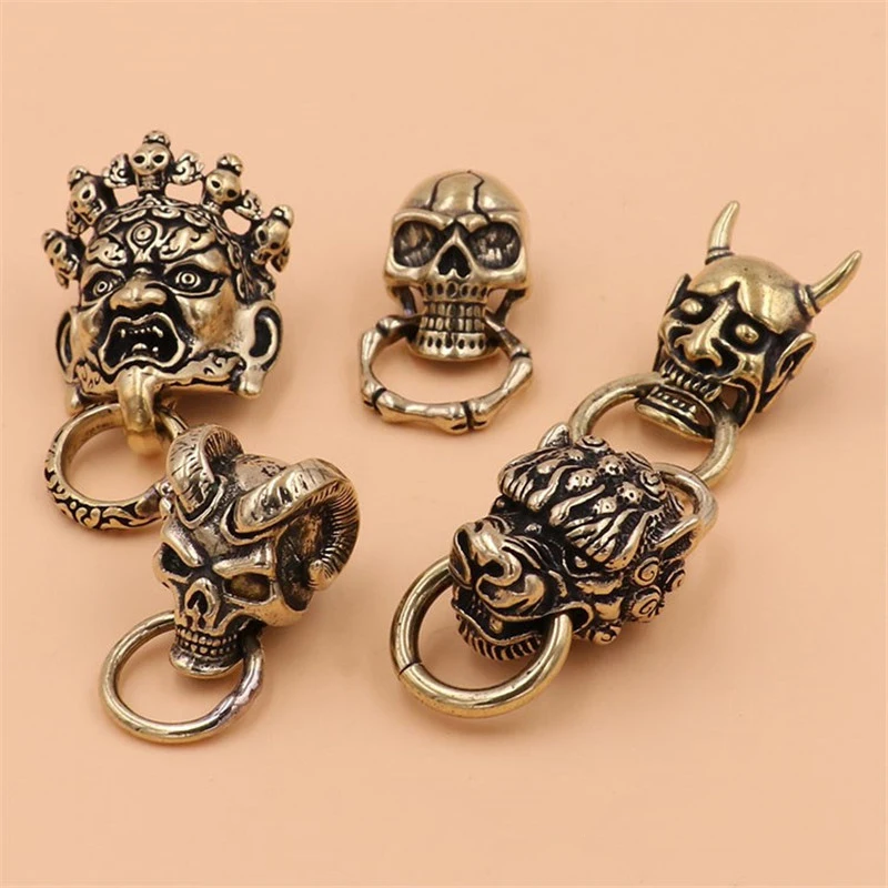 1 x Brass Japan demon devil conchos screwback material animal head design leather bag wallet chain button rivet O-ring connector