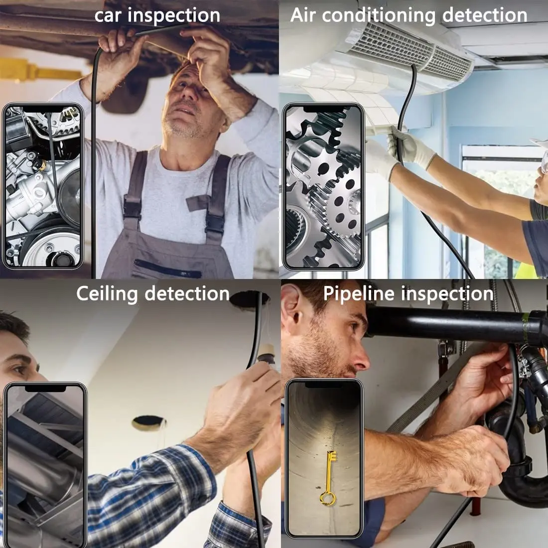 HD 1944P 12mm Auto Focus Endoscope for Cars Android Phone Type c 5MP Mini Sewer Inspection Camera Endoscopy Usb Borescope