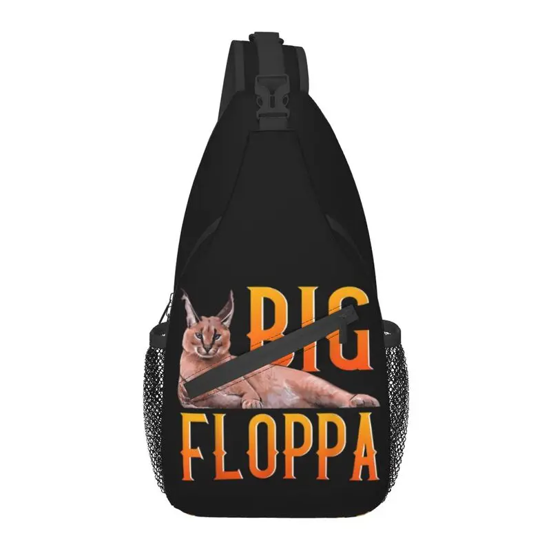 

Casual Big Floppa Meme Sling Bags for Cycling Camping Men's Cute Caracal Cat Crossbody Chest Backpack Shoulder Daypack