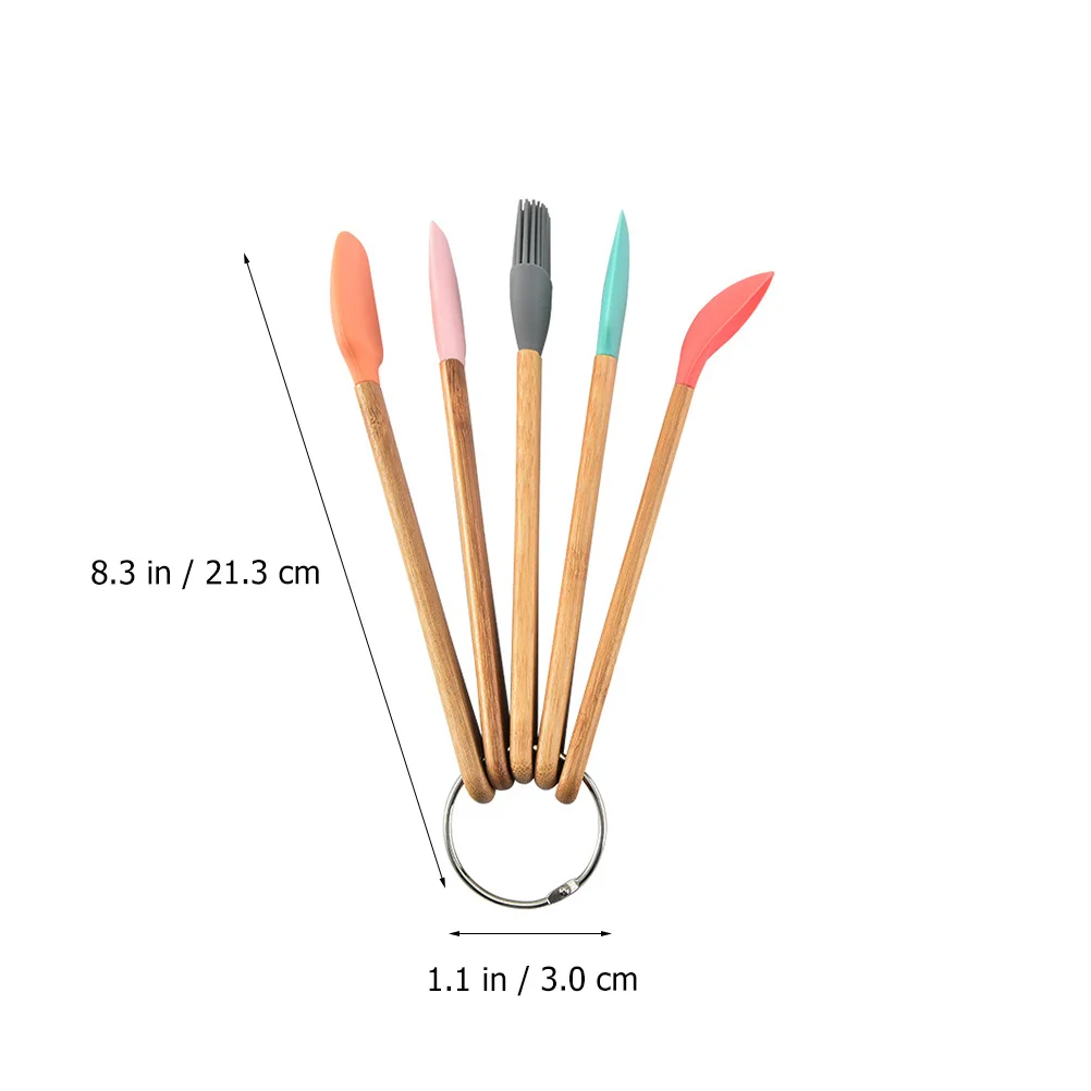 

5Pcs Silicone Baking Tools Wooden Handle Spatulas Scraper Oil Brush Kit for DIY Bread Cake Making 's