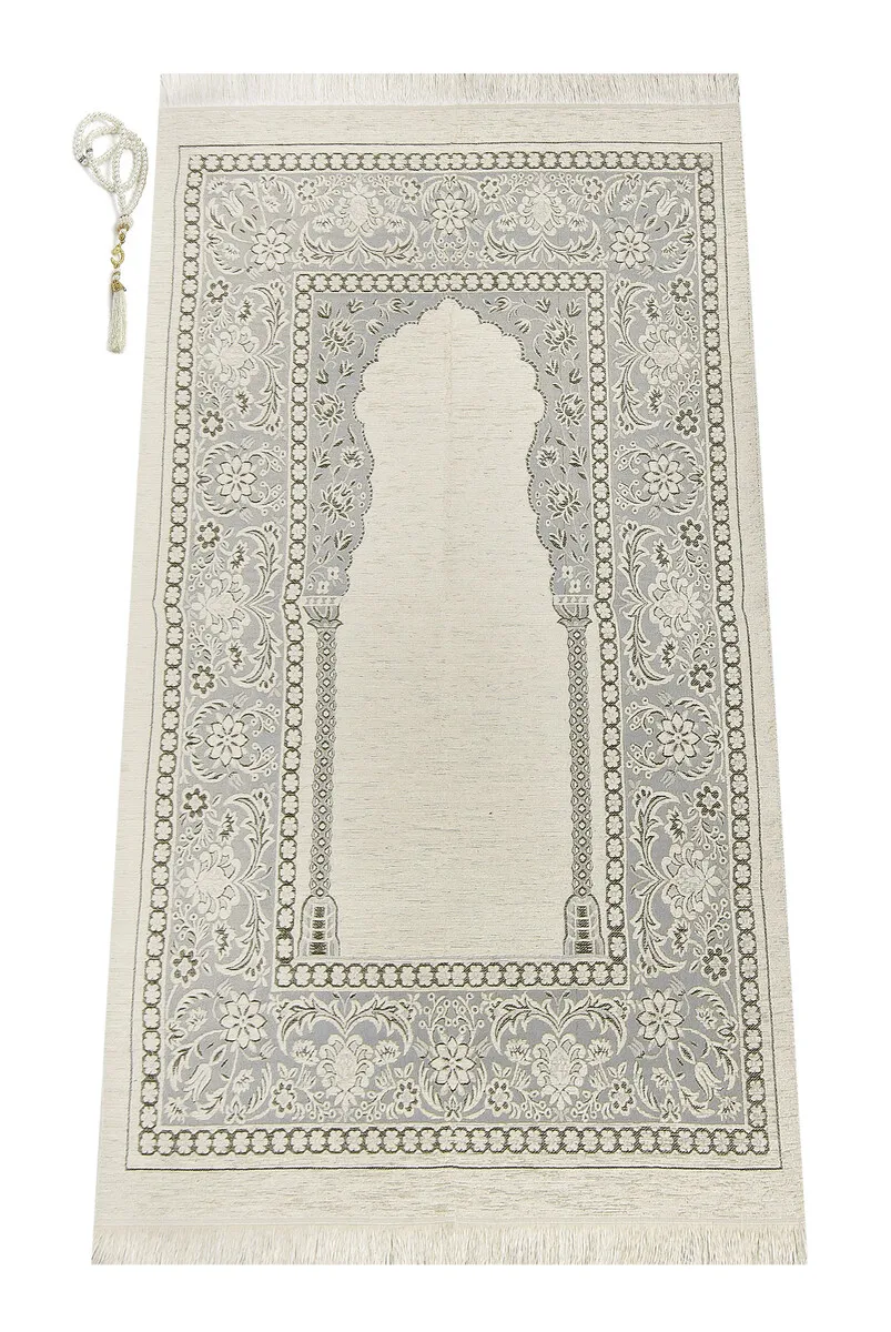 Mihrab Chenille Lux Prayer Rug Gray Sheet of Muslim Islamic Prayer Mat Holy Quraan Islamic Mats