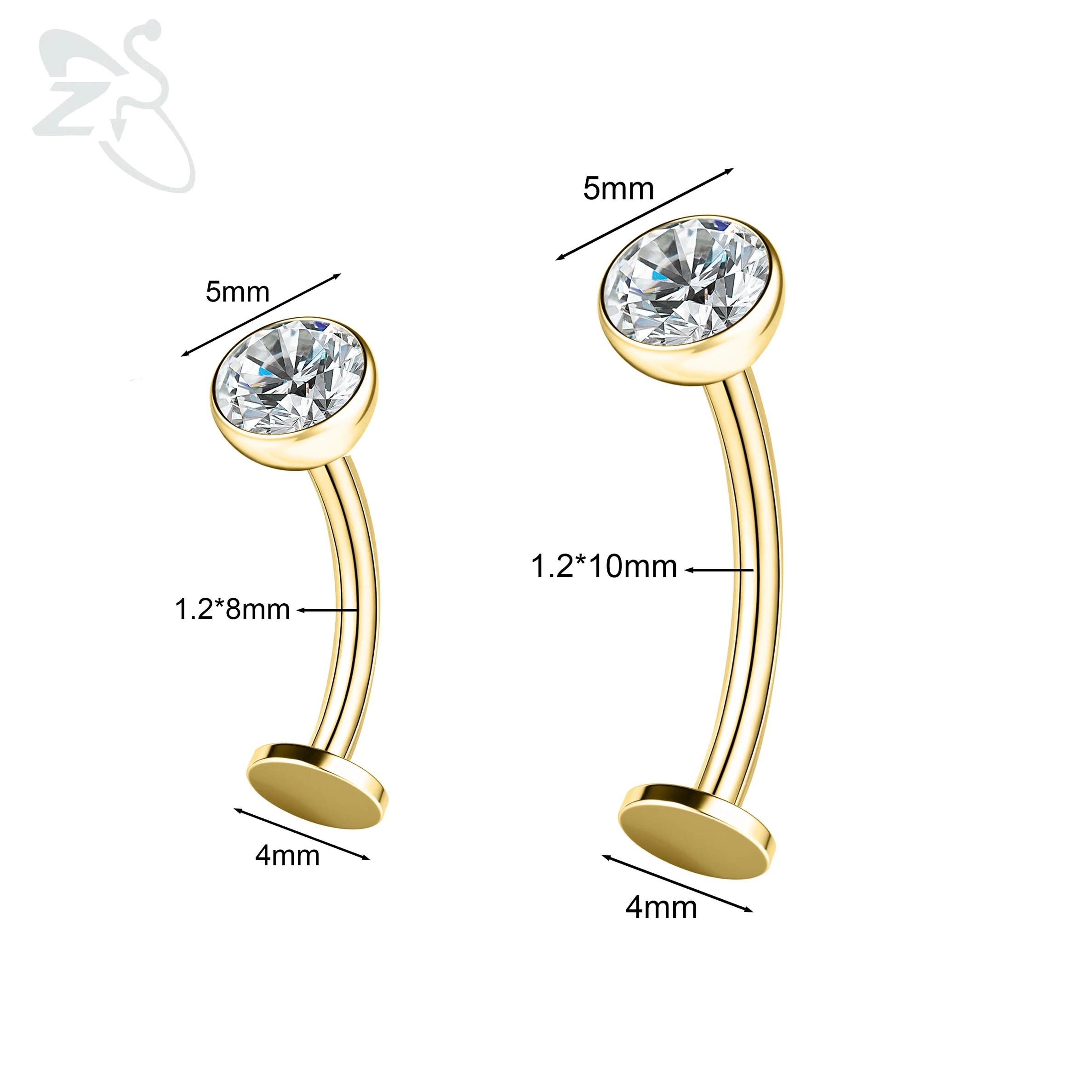 ZS 1PC Spike Bridge Piercing Stainless Steel Eyebrow Ring Curved Barbell Cartilage Earring Heart Moon Star Cone Labret Piercing image 2
