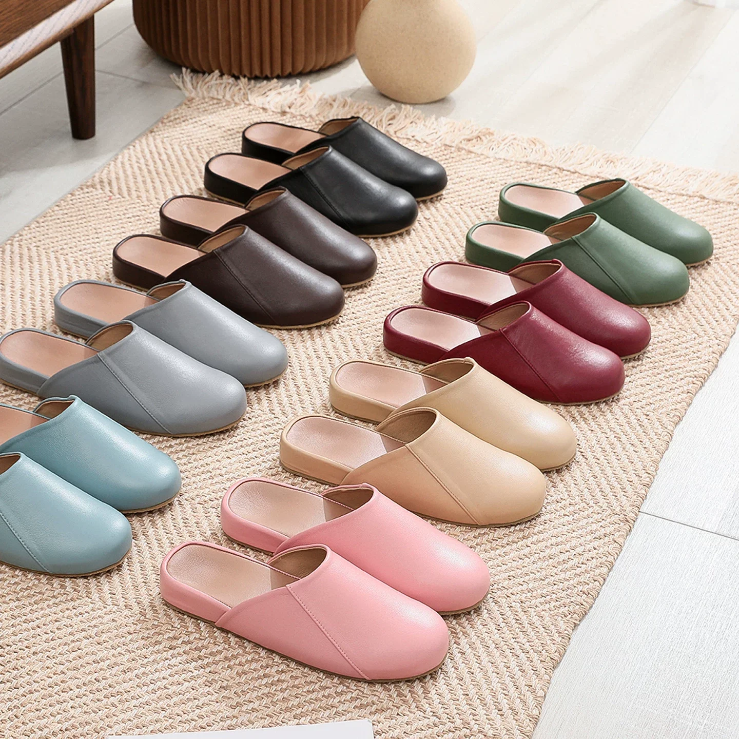 Men's & Women's Genuine Sheepskin Slippers – Arch Support Soft Sole Non-Slip Closed-Toe House Shoes for Home & Office