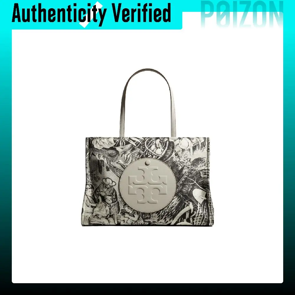 TORY BURCH Ella Fabric, Synthetic Leather Tote Handbag Small Women's Alien Printed Pattern 175633-020