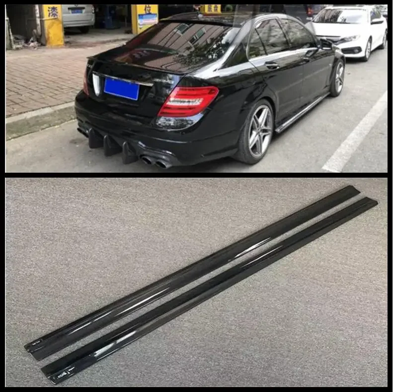 

Real Carbon Fiber Side Extension Body Skirts Kit Lip Cover For Mercedes-Benz C-Class W204 2/4Door C200 C260 C300 C63 2007-2014