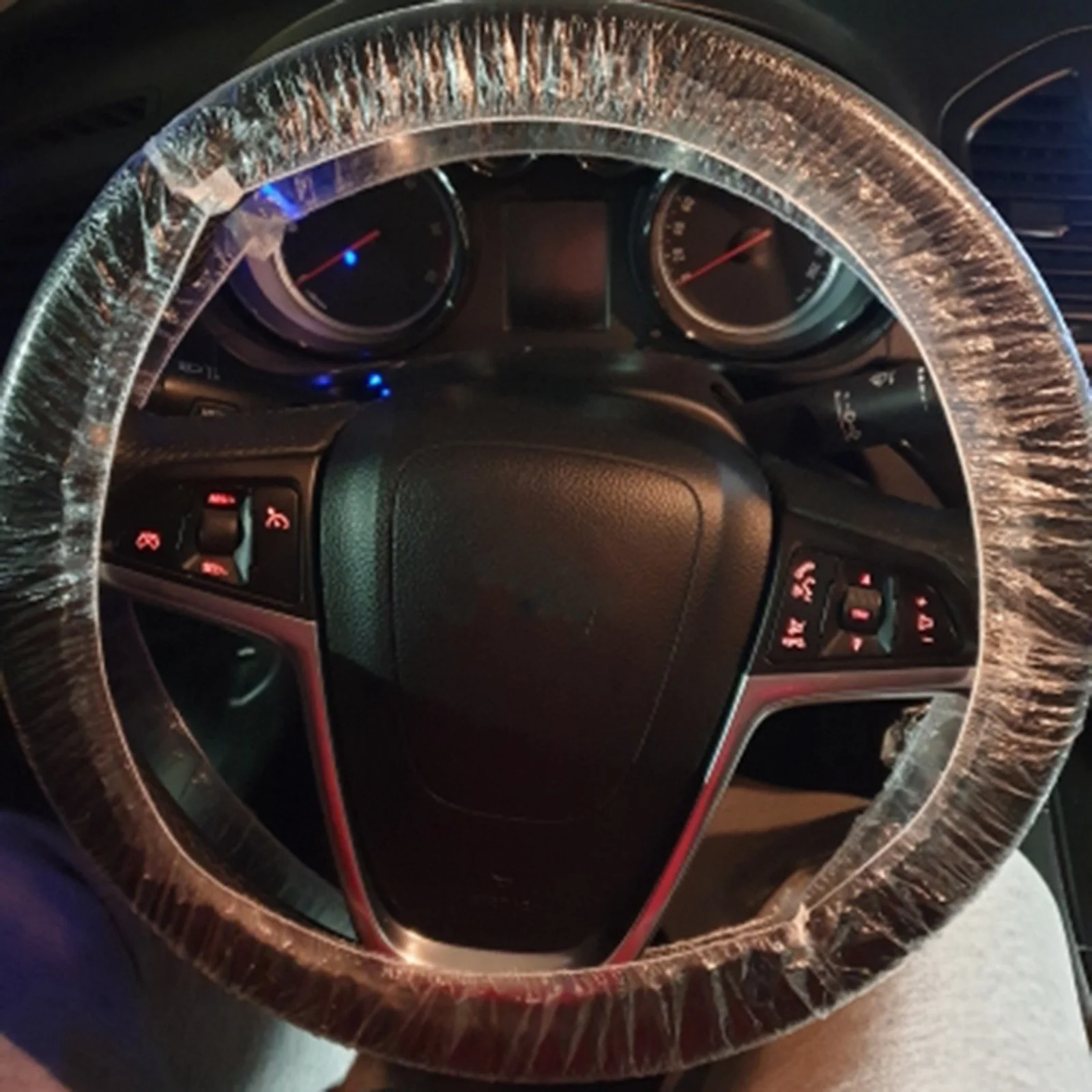 100Pcs Disposable Steering Wheel Cover Universal For Car 36-38cm Steering Wheel Clear Plastic Dustproof Car Steering Wheel Cover