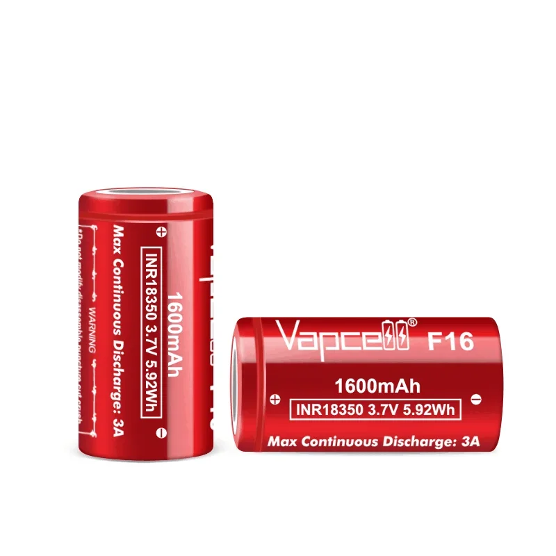 new release Vapcell 18350 F16 1400mah 3A good quality high capacity 18350 for flashlight