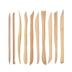 10Pcs Wooden Clay Sculpture Knife Carving Pottery Craft Tools Polymer Wax Pottery Sharpen Modeling Sculpting Tool