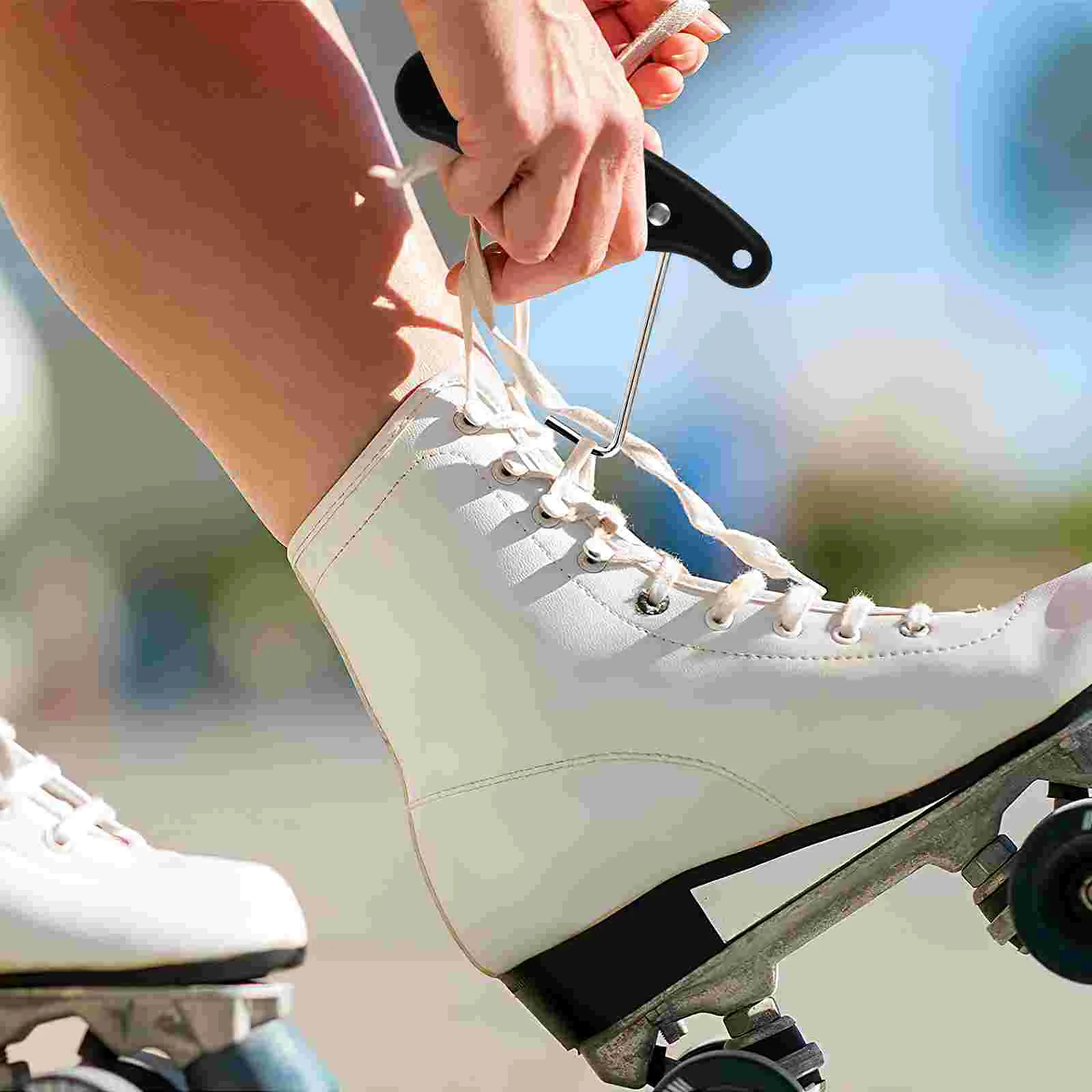 2-teiliger Schuhspanner, zusammenklappbarer Spitzenspanner, kleine Skating-Werkzeugteile, tragbarer Schnürsenkel-Skate-Abzieher