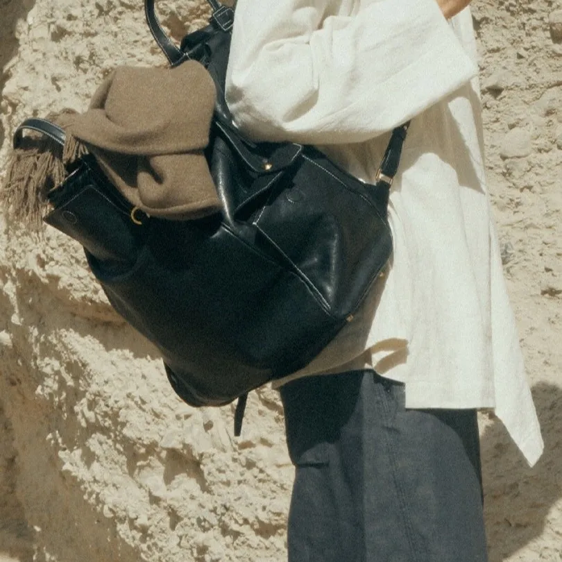 

Рюкзак для слежения Yamashita Yusatsu, без пола, ретро, кожа растительного дубления, 16-дюймовая 14-дюймовая сумка для компьютера