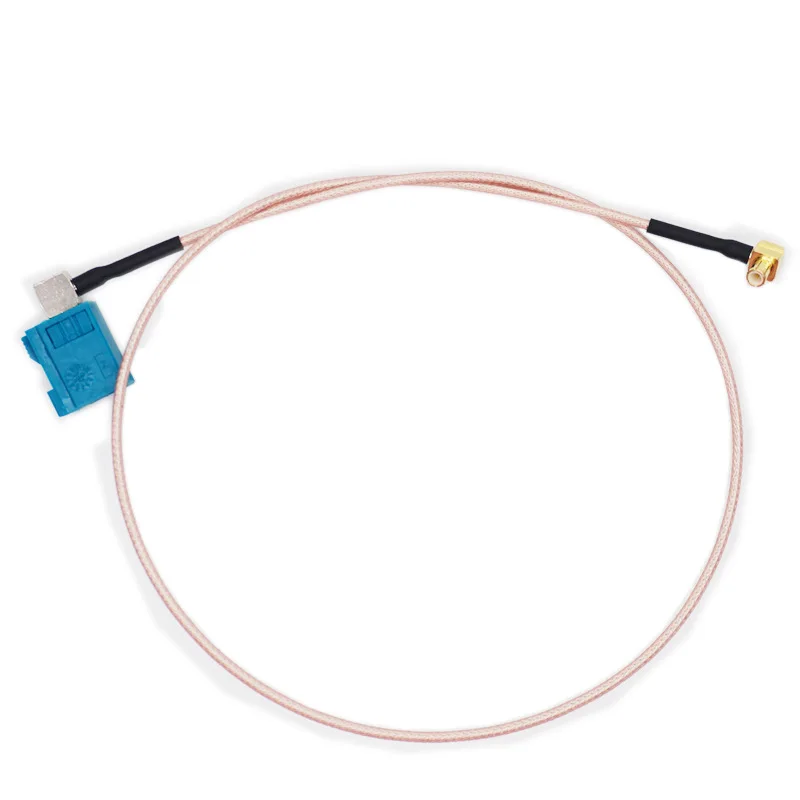 FAKRA Z-female to MCX male right angle adapter cable RG316/RG174 coaxial customized length, suitable for communication equipment