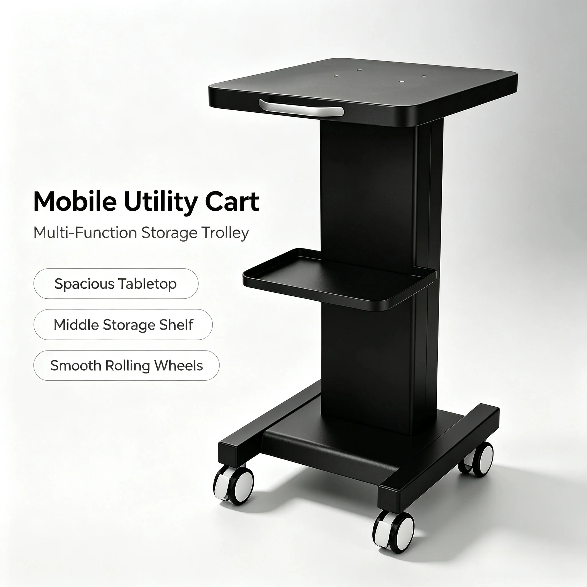 Beauty Studio Mobile Trolley Cart Salon Instrument Rack Silent Wheels Cup Holder for Beauty Device Placement