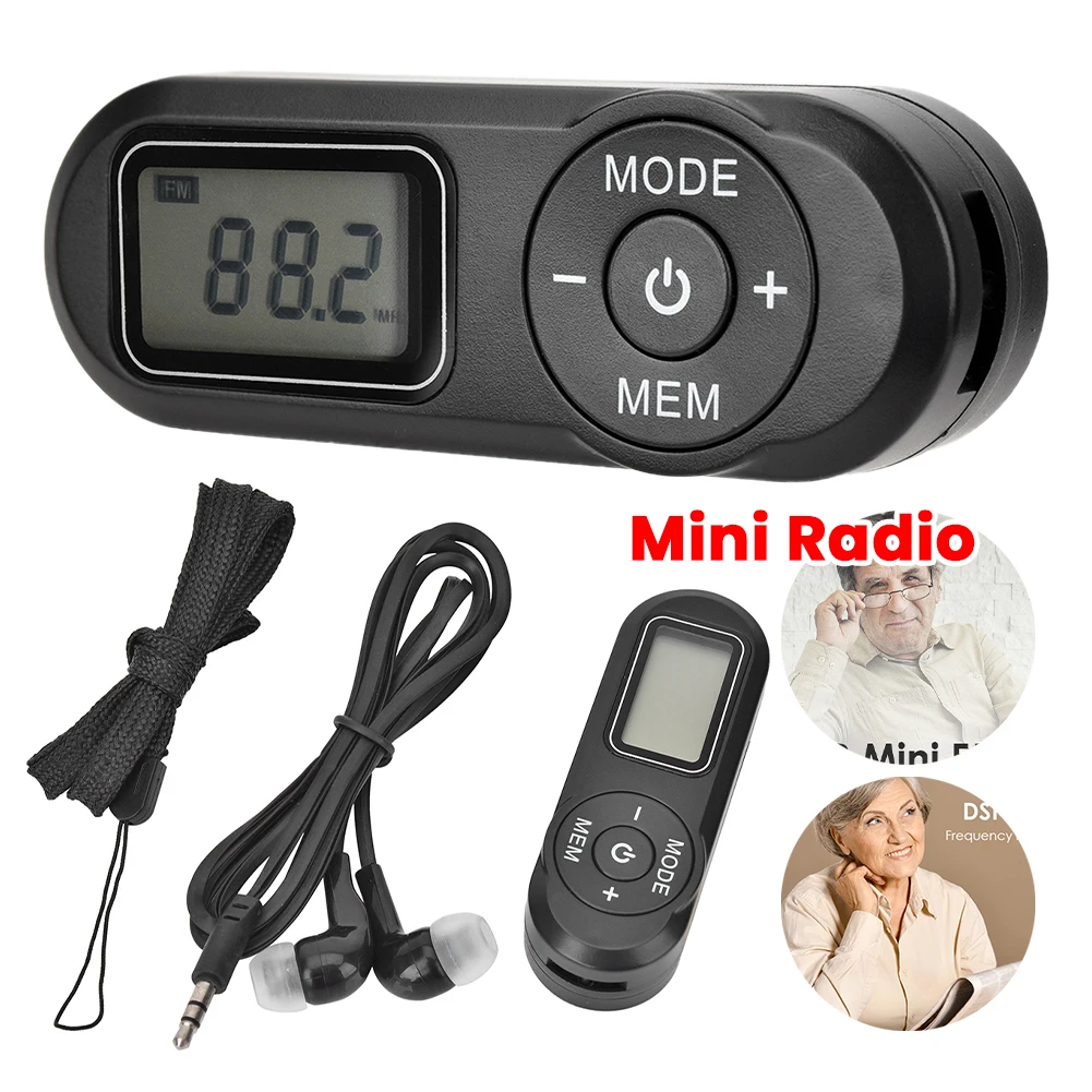 راديو صغير محمول جيب صغير راديو LCD شاشة ديجيتال ريترو قابلة للشحن مشغل FM استقبال #1